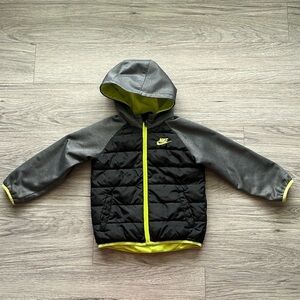 Nike Black and Gray with Neon Yellow Windbreaker Jacket Size 4T